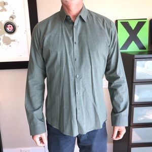 men’s green THEORY long sleeve shirt